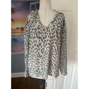 Chaser leopard print hoodie top Large